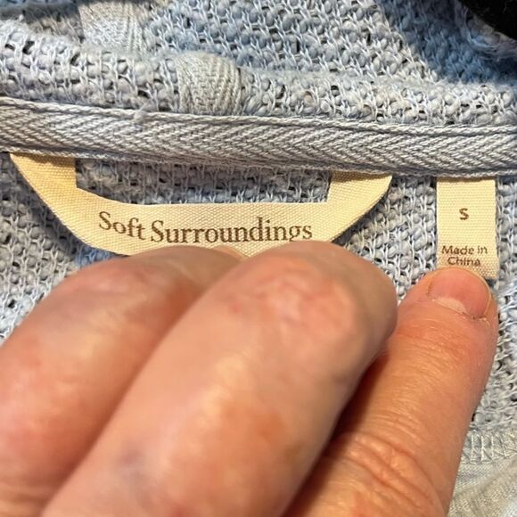 SOFT SURROUNDINGS Cozumel Soft Hooded Pullover Blue Women’s Size Small - Picture 4 of 5